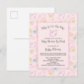 Fysische Baby shower per post vogelgriep Uitnodiging Briefkaart (Voorkant / Achterkant)