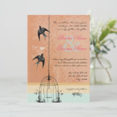 Fysische  Bird Cage Wedding Invitations Kaart (Staand voorkant)