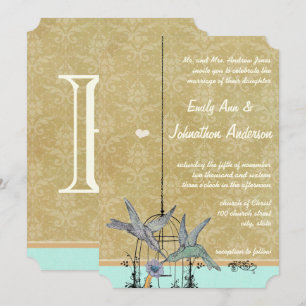 Fysische  Bird Cage Wedding Invitations Kaart