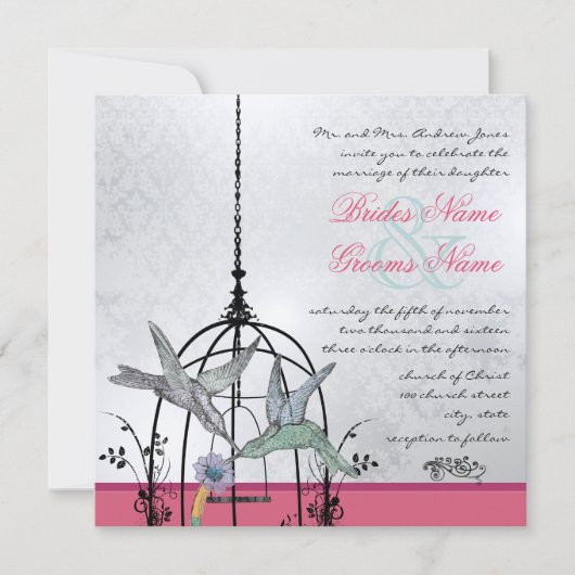 Fysische  Bird Cage Wedding Invitations Kaart (Voorkant)