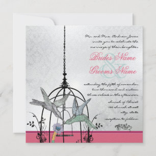 Fysische  Bird Cage Wedding Invitations Kaart