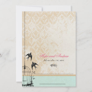 Fysische  Bird Cage Wedding Invitations Kaart