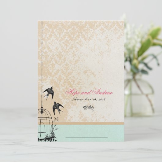 Fysische Bird Cage Wedding Invitations Kaart (Staand voorkant)