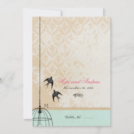 Fysische  Bird Cage Wedding Invitations Kaart (Voorkant)