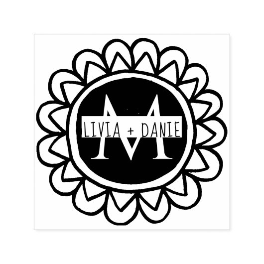 Fysische Floral Monogram Return Address Zelfinktende Stempel (Design)