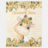 Fysische Giraffe met zonnebloemen + Aangepaste naa Fleece Deken (Voorkant)
