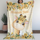 Fysische Giraffe met zonnebloemen + Aangepaste naa Fleece Deken