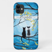 Fysische maan met katten Naam toevoegen Case-Mate iPhone Case (Achterkant)