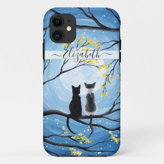 Fysische maan met katten Naam toevoegen Case-Mate iPhone Case (Achterkant)