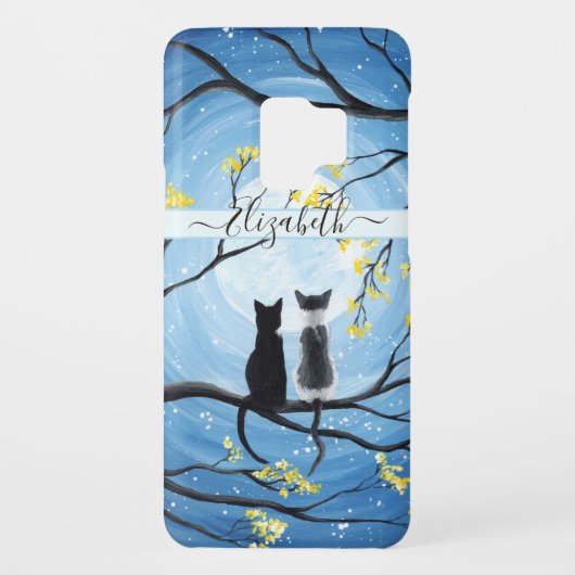 Fysische maan met katten Naam toevoegen Case-Mate Samsung Galaxy Hoesje (Achterkant)