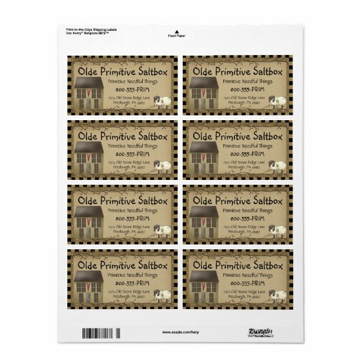 Fysische primitieve verzendlabel (Full Sheet)