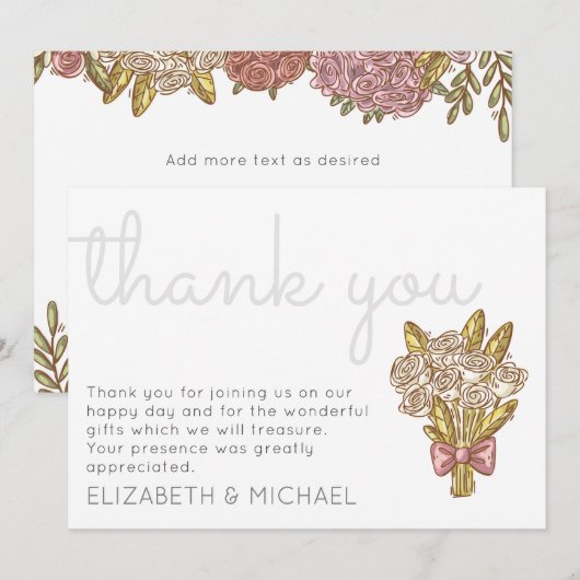 Fysische Rozen Bedankt voor je bruiloft (Voorkant / Achterkant)