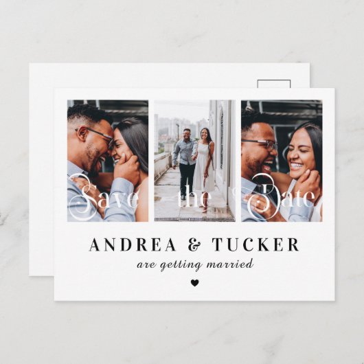 Fysische script 3 Foto Collage Opslaan Datum Briefkaart (Voorkant / Achterkant)