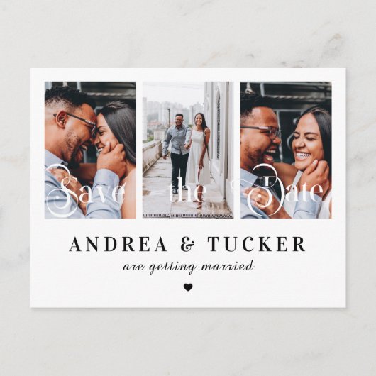 Fysische script 3 Foto Collage Opslaan Datum Briefkaart (Voorkant)