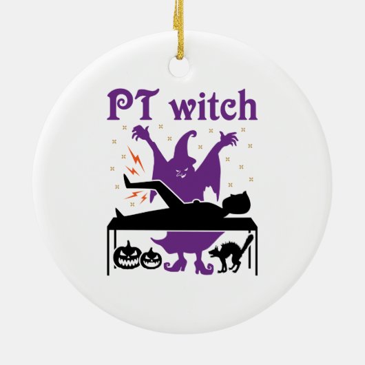 Fysische therapie Halloween PT heks Keramisch Ornament (Achterkant)