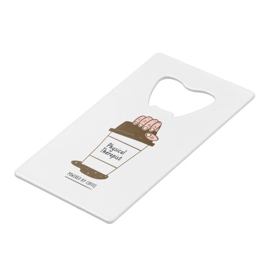 Fysische therapist aangedreven door koffie creditkaart flessenopener (Voorkant Gekanteld)