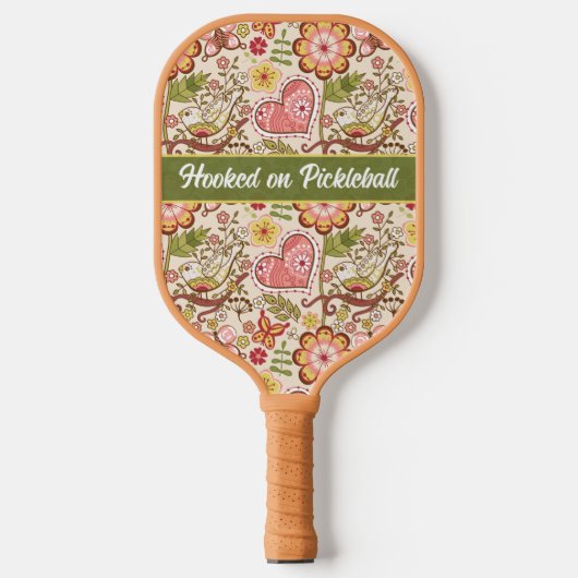 Fysische vogels, bloemen, hartenzwembad Pro Pickleball Paddle (Voorkant)