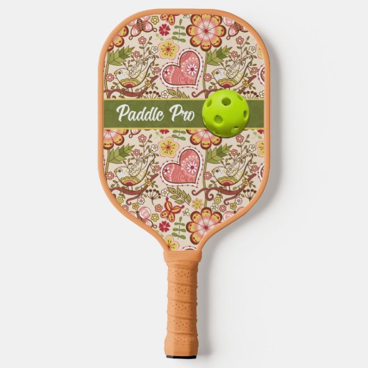 Fysische vogels, bloemen, hartenzwembad Pro Pickleball Paddle (Achterkant)