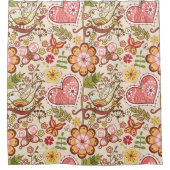 Fysische vogels, bloemen, hartschotelgordijn douchegordijn (Voorkant)