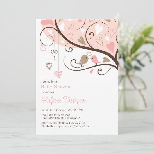 Fysische vogels Het is een Girl Baby shower Uitnod Kaart (Staand voorkant)