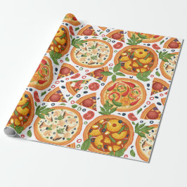 Fysische Waterverf Pizza Party Birthday Cadeaupapier