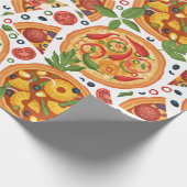 Fysische Waterverf Pizza Party Birthday Cadeaupapier (Hoek)