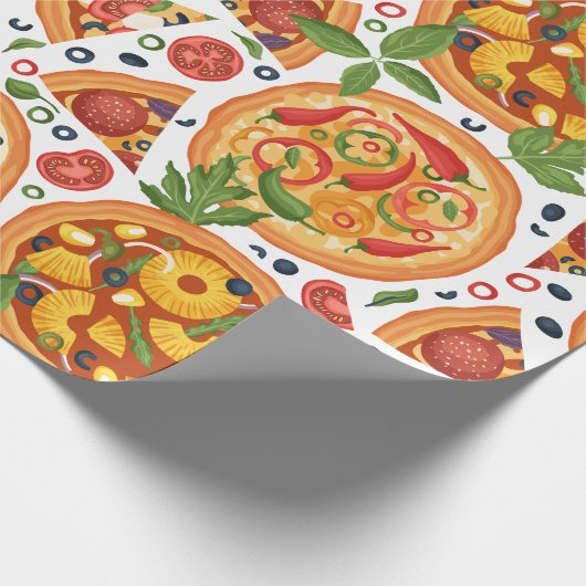Fysische Waterverf Pizza Party Birthday Cadeaupapier (Hoek)