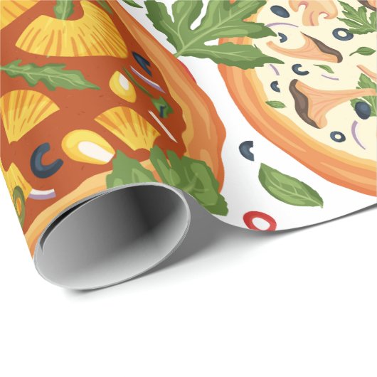 Fysische Waterverf Pizza Party Birthday Cadeaupapier (Rol Hoek)