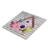 Fysische Waterverf vogels en muziek Tegeltje (Zijkant)