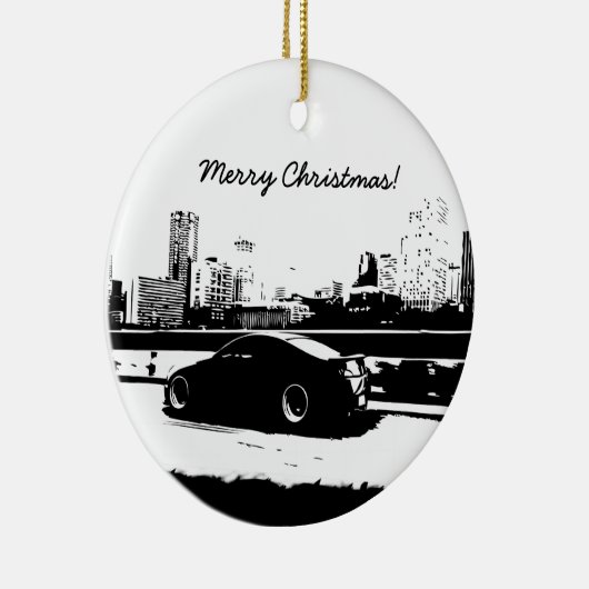 G35 Coupe Rolling shot kerstversiering Keramisch Ornament (Rechts)