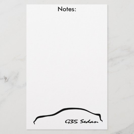 G35 Sedan Memo Pad / Note Pad Briefpapier (Voorkant)