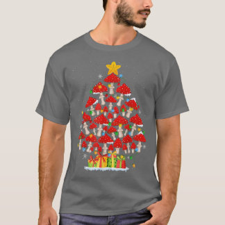 G4Yw Mushroom Christmas Tree Pajama Merry Xmas Pla T-shirt