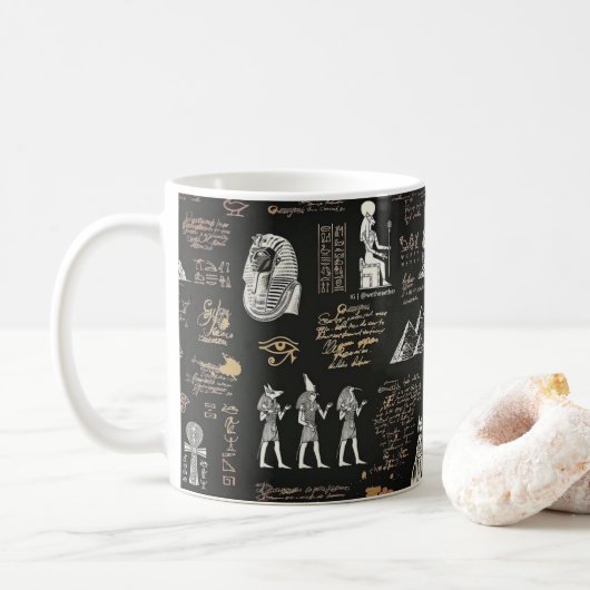 G90Farao met de hamer Hieroglyphs Koffiemok (Met donut)