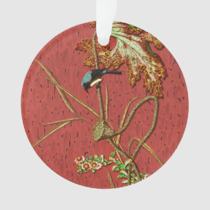 G.A. Audsley Vintage Rode Japanse Vogel Lotus Kuns Ornament