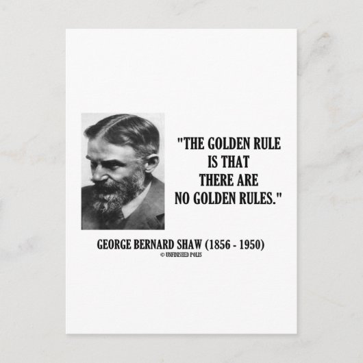 G. B. Shaw Golden Rule No Golden Rules Quote Briefkaart (Voorkant)