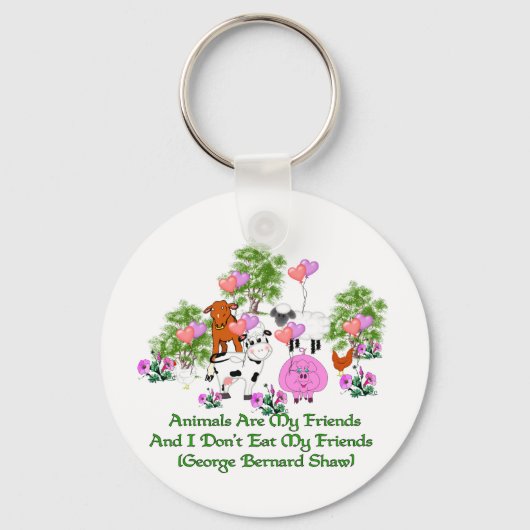G. B. Shaw Vegetarian Quote Sleutelhanger (Voorkant)