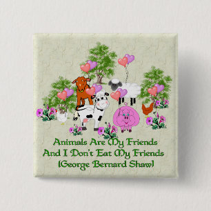 G. B. Shaw Vegetarian Quote Vierkante Button 5,1 Cm