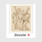 G.B. Tiepolo - Punchinellos die een vrouw nadert Sticker (Vel)