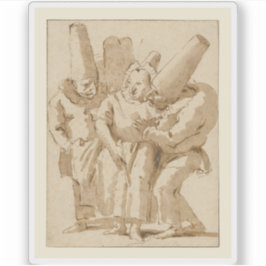G.B. Tiepolo - Punchinellos die een vrouw nadert Sticker