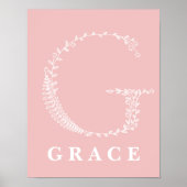 G Botanische Floral Monogram Aangepast Poster voor (Voorkant)