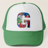 G BRIEF/SANTA MET CHRISTMAS TREE MONOGRAM TRUCKER PET (Voorkant)