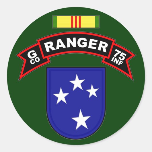 G Co, 75th Infantry Regiment - Rangers, Vietnam Ronde Sticker (Voorkant)