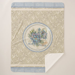 G Creatie Kantoor blauw bloem fleece deken