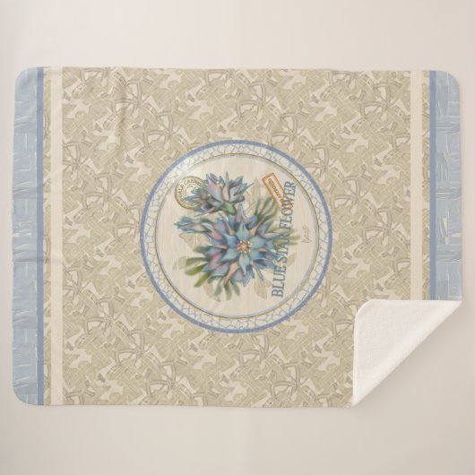 G Creatie Kantoor blauw bloem fleece deken (Voorkant (horizontaal))