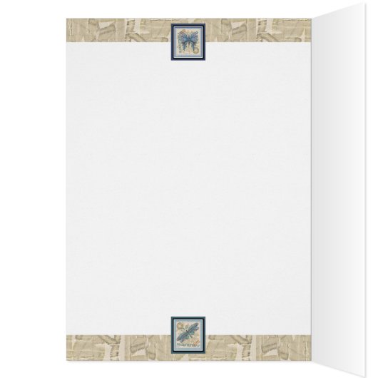 G Creatie Office blauwe bloem blanco kaart (Binnen (Links))