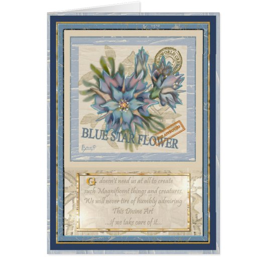 G Creatie Office blauwe bloem blanco kaart (Voorkant)