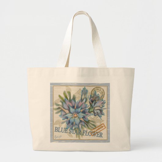 G creatieve blauwe Kantoor bloem Grote Tote Bag (Voorkant)