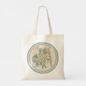 G creatieve blauwe Kantoor bloem Tote Bag (Achterkant)