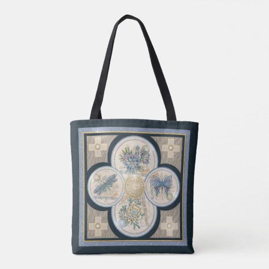 G creatieve blauwe Kantoor bloem Tote Bag (Achterkant)