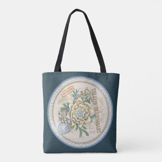 G creatieve blauwe Kantoor bloem Tote Bag (Achterkant)